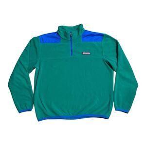 Vineyard Vines Jacket Large Green Blue Fleece 1/4 Zip Pullover Casual